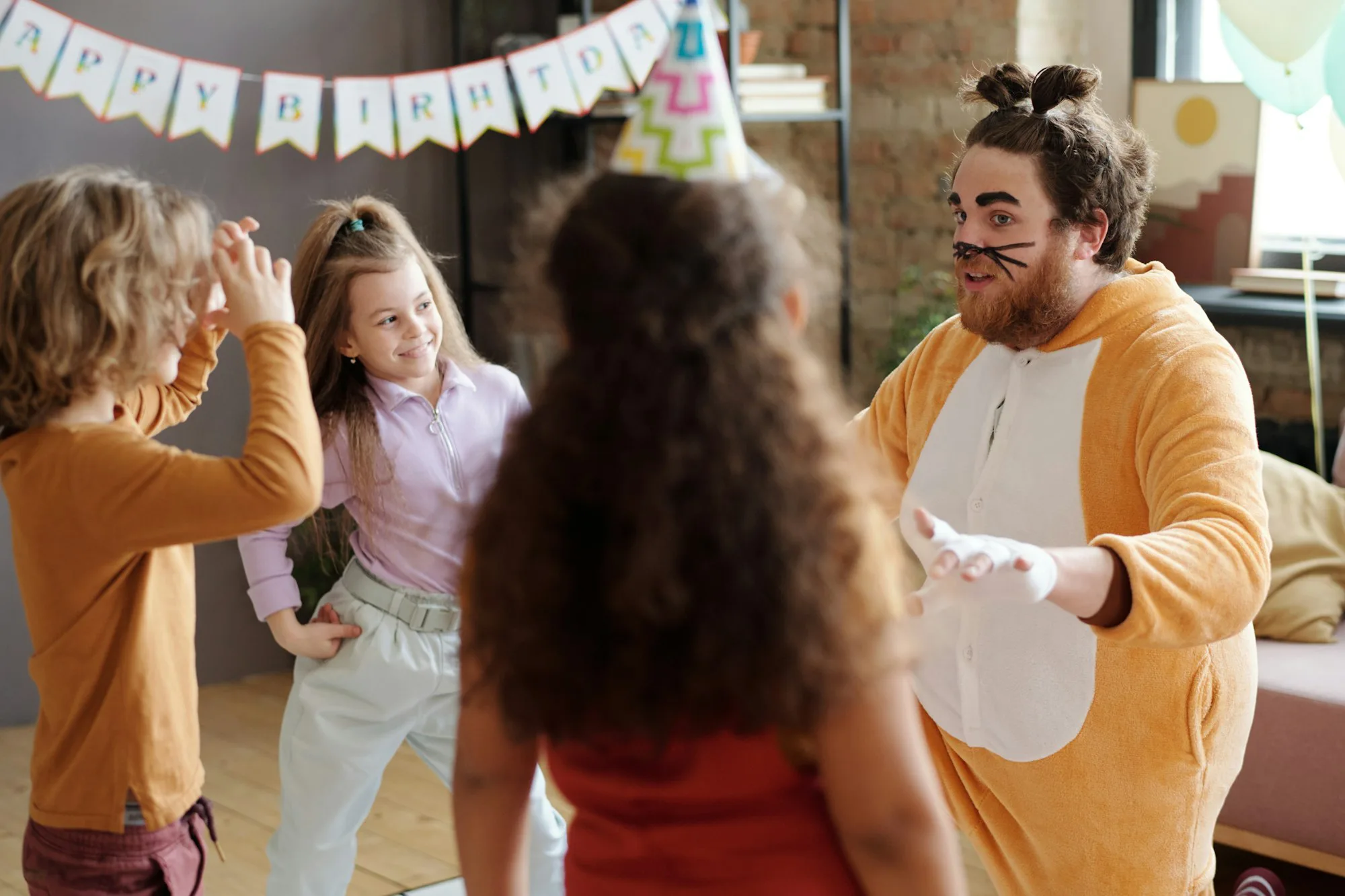 Animator entertaining children at party